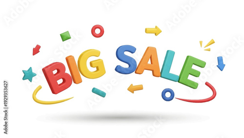 Big Sale Announcement With Colorful Confetti And Swirls, Perfect For Marketing And Promotions