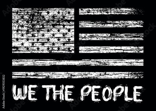 We the People 1776 Vintage Distressed American Flag Design.