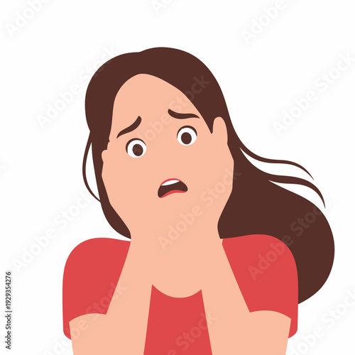 Woman shocked surprised scared or anxious.