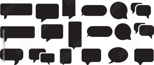 Speech bubble shapes, chat icons and dialogue boxes, communication symbols for messaging and conversation graphics
