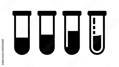 Chemical test tube pictogram icons set. Chemical lab equipment isolated on white. Experiment flasks for science experiment.