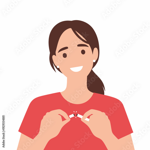 Woman knitting with yarn and needles.