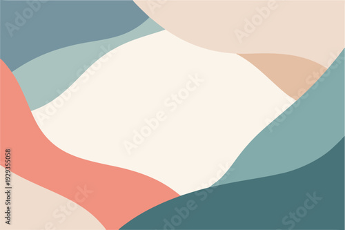 Vászonkép Modern abstract flat background with soft layered organic shapes in harmonious color tones
