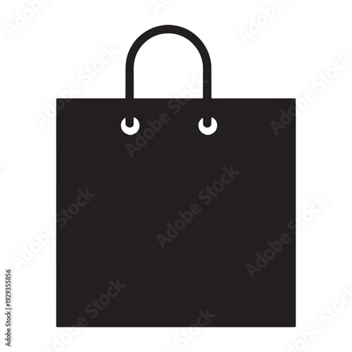 Minimalist shopping bag icon representing commerce, retail, and online purchasing. Clean vector graphic.