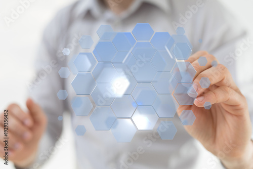 Hand touching a futuristic ...