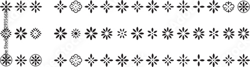 Seamless decorative borders with floral and geometric patterns, ornamental elements for page embellishment and dividers