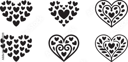 Heart shapes composition love valentine romantic symbol organic arrangement decorative elements valentine day abstract pattern