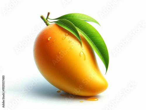 Floating fresh mangoo isolated on a white background