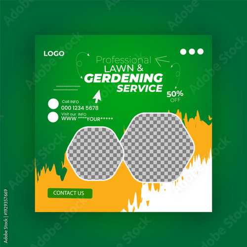 Professional Lawn and Gardening Service Social Media Post Template