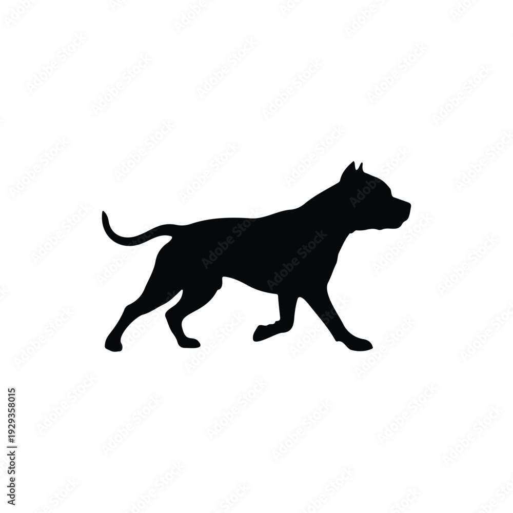 Obraz premium Pitbull silhouette icon vector flat design.
