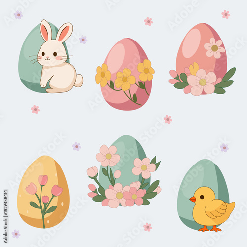 Illustration of Easter egg stickers