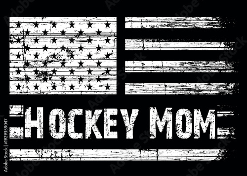 Hockey Mom With USA Flag Design, American Flag  Design.