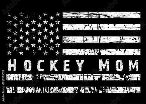 Hockey Mom With USA Flag Design, American Flag  Design.