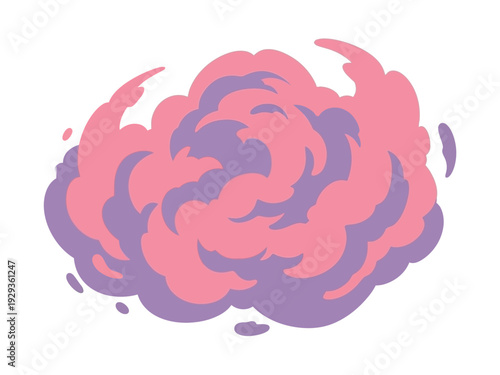 Stylized Pink and Purple Swirling Smoke Cloud Explosion.