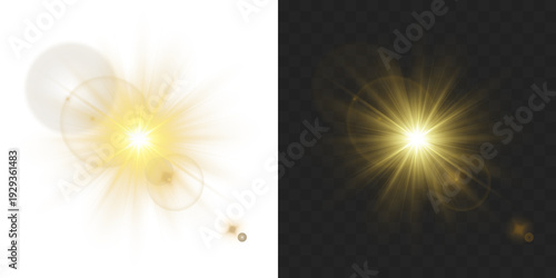 Foto Vector transparent gold sunlight special lens flare light effect