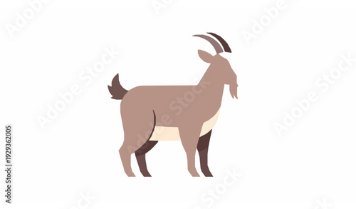 Flat Farm Goat Icon Vector in Side Profile Isolated on White Background