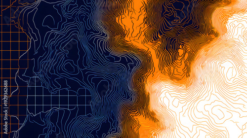 Topographic map with contour lines