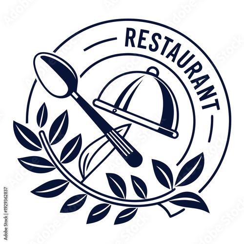 A sleek and modern food logo featuring a stylized leaf perfect for restaurants cafes or organic food brands seeking a