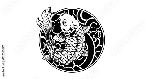 Yin Yang Koi Fish Symbol Illustration