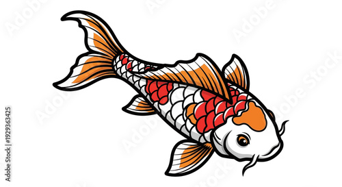 Vibrant Koi Fish Illustration - Japanese Carp Art