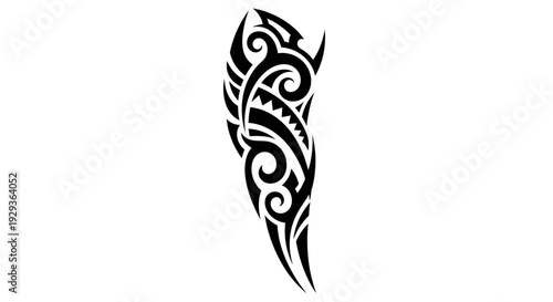 Tribal Arm Tattoo Design - Maori Inspired Black Ink Tribal Arm Band