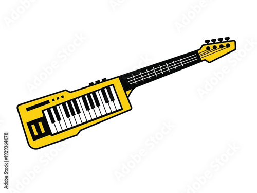 Yellow Keytar Electric Guitar Keyboard Musical Instrument.