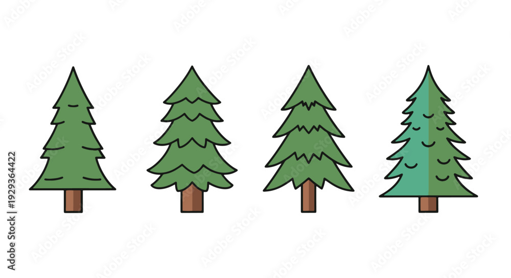Fototapeta premium Spruce tree Line art creative modern smooth illustration