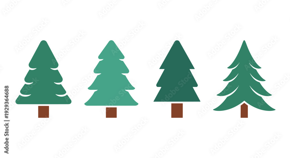 Fototapeta premium Spruce tree Line art minimal abstract concept illustration