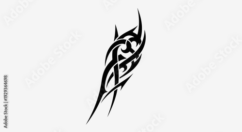 Tribal Tattoo Design - Black Abstract Swirls with Sharp Edges