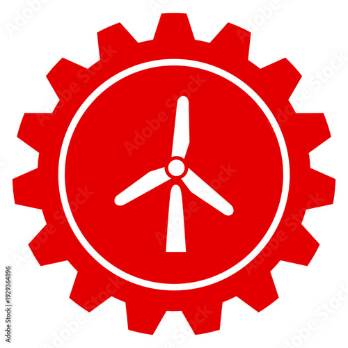 Zahnrad Icon mit Windrad Erneuerbare Energie Windkraft Einstellungen Vektor Grafik transparent PNG Illustration