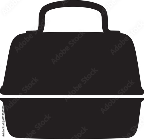 Sleek minimalist pet carrier silhouette vector icon featuring a sturdy handle, ideal for travel, transport, and secure storage solutions