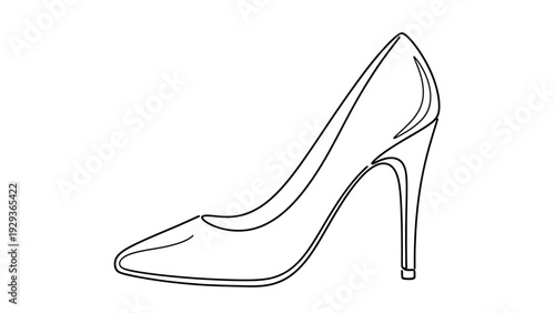 Elegant Black and White Outline of a High Heel Shoe
