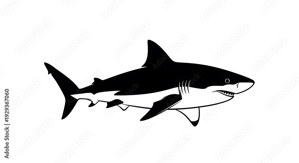 Obraz premium Black shark swimming in ocean waters.