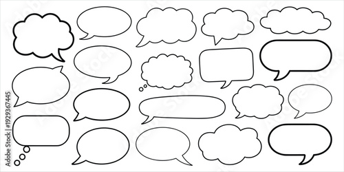 Collection of diverse empty speech and thought bubbles in various shapes and sizes speech bubble comic