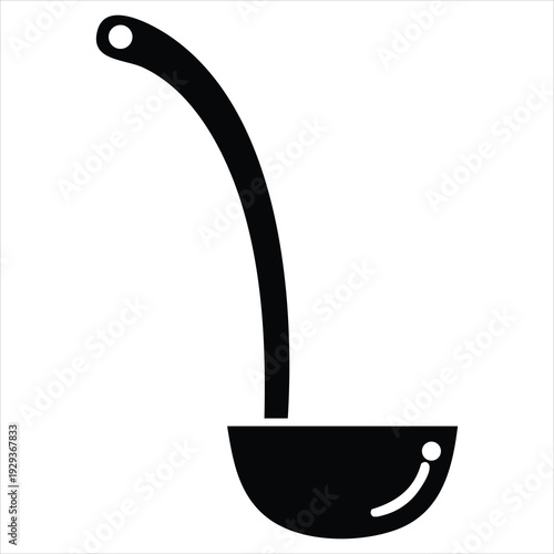 Black silhouette of a kitchen ladle for serving hot soup or stew
