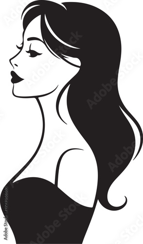 Black and white of a woman with long hair portrait