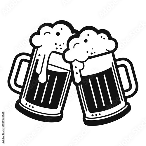 Cheers Beer Glasses Line Art Vector Design