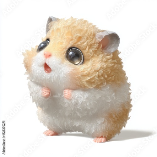 Adorable chibi hamster with big expressive eyes and soft fur, cute cartoon style