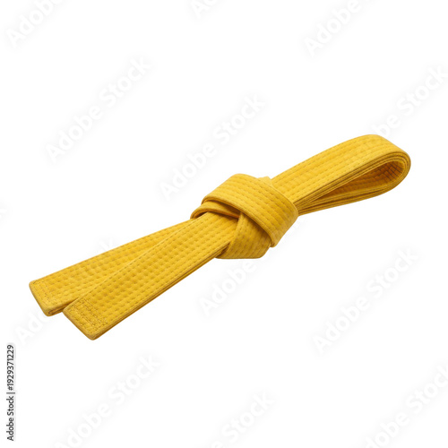 Yellow martial arts belt tied in a knot