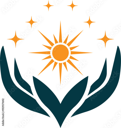 Sun Hands Leaf Logo Nature Energy Care