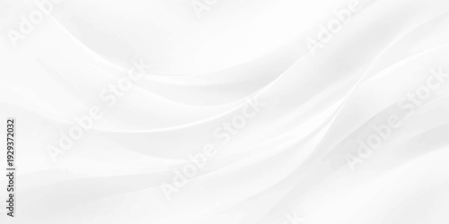 Soft white silk and satin fabric background featuring smooth flowing waves and a luxury textile texture with elegant grey curves for a light drapery backdrop design