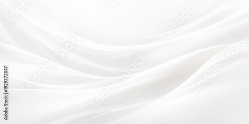 Elegant white silk and satin fabric background featuring soft flowing waves and a smooth luxury textile texture with shiny light curves for a wavy drapery wallpaper backdrop design