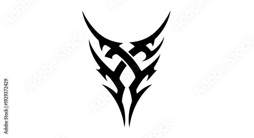 Abstract Tribal Tattoo Design - Black Ink Symbol on White Background