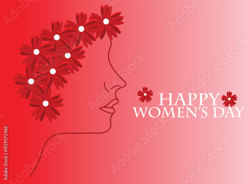 Girl with flowers in pink floral fashion illustration