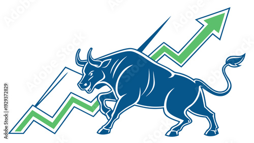 Bull Market Strategy Concept – Rising Financial Arrow and Money Growth Illustration Isolated on White