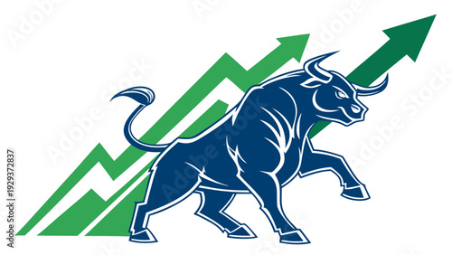 Bull Market Strategy Concept – Rising Financial Arrow and Money Growth Illustration Isolated on White