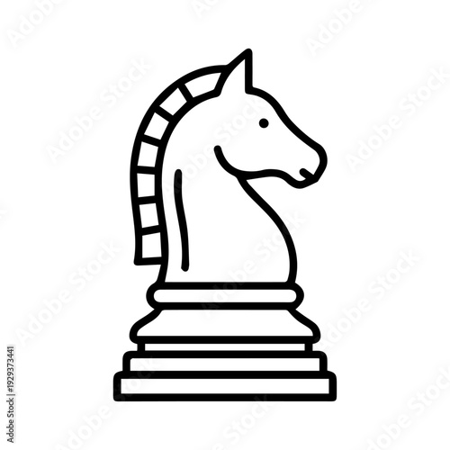 Elegant chess piece knight standing on a pedestal base