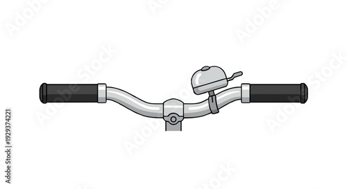 Bicycle handlebars with bell illustration on a clean background