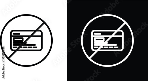 Credit card with prohibition sign pack in black and white colors