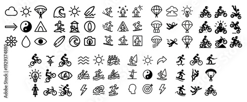 Outdoor sports and activity icons collection.